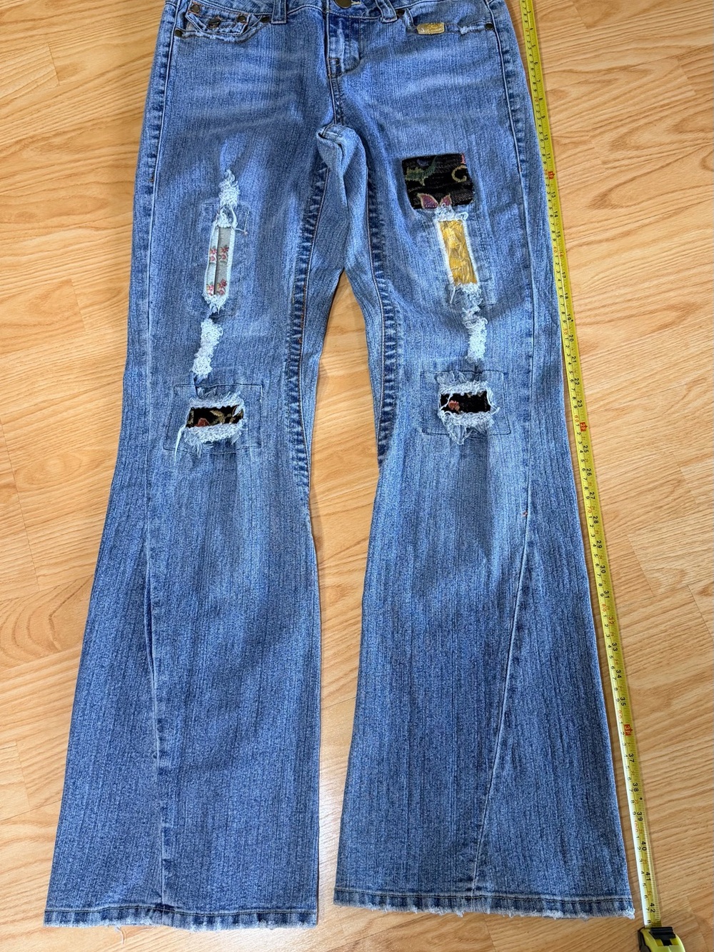 Cache Blue, black & yellow Patchwork Bootcut Jeans - Picture 2 of 14